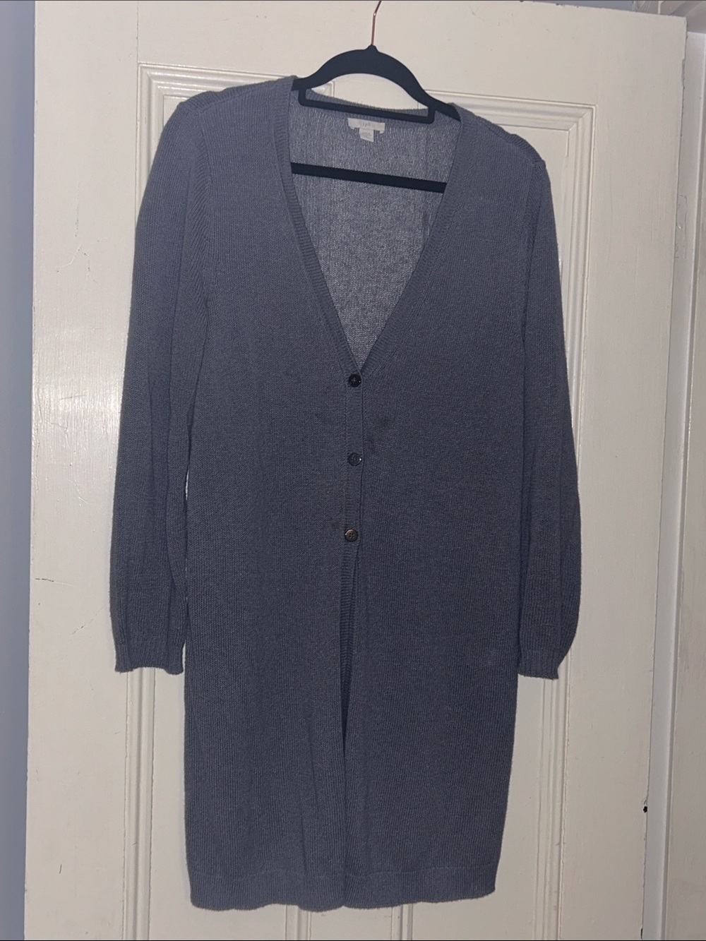 J. Jill Long V-Neck Button Cardigan - Blue Gray